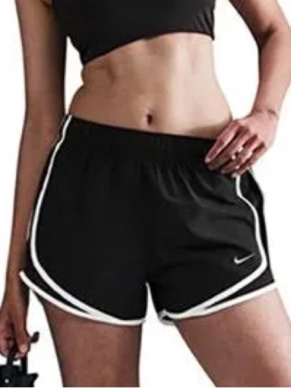 Nike Tempo Black Athletic Shorts with White Piping